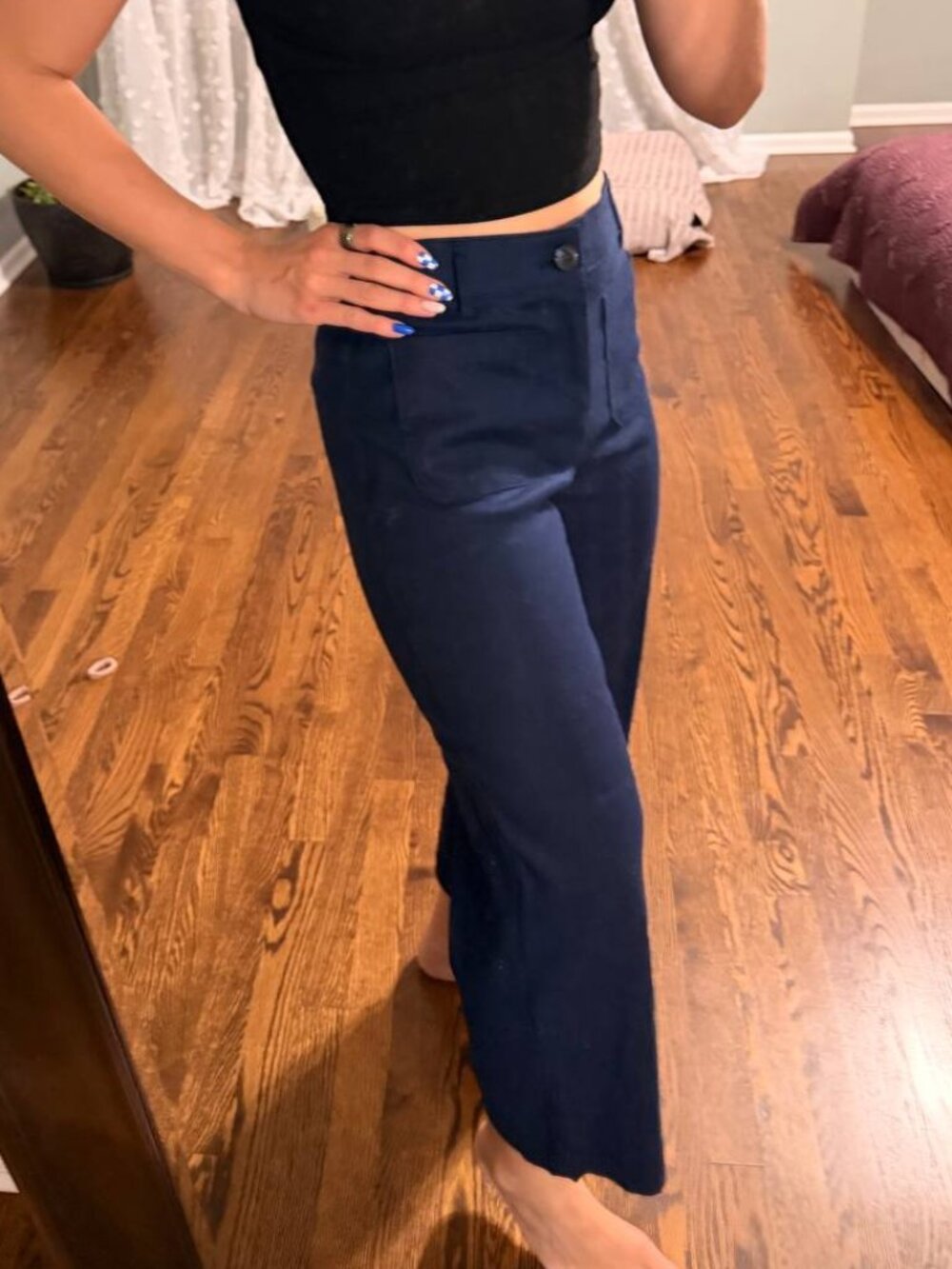 LOFT The Palmer Wide Leg Pants Navy Blue